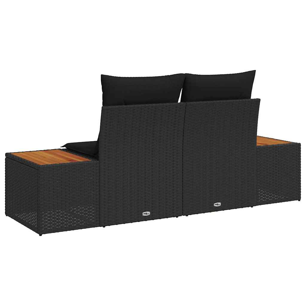 2-vietė sofa sodui su saugykla ir pagalvėlėmis juoda poliratanas