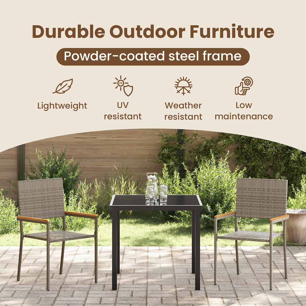 Garden lounge chairs, 2 pcs. grey poly rattan.