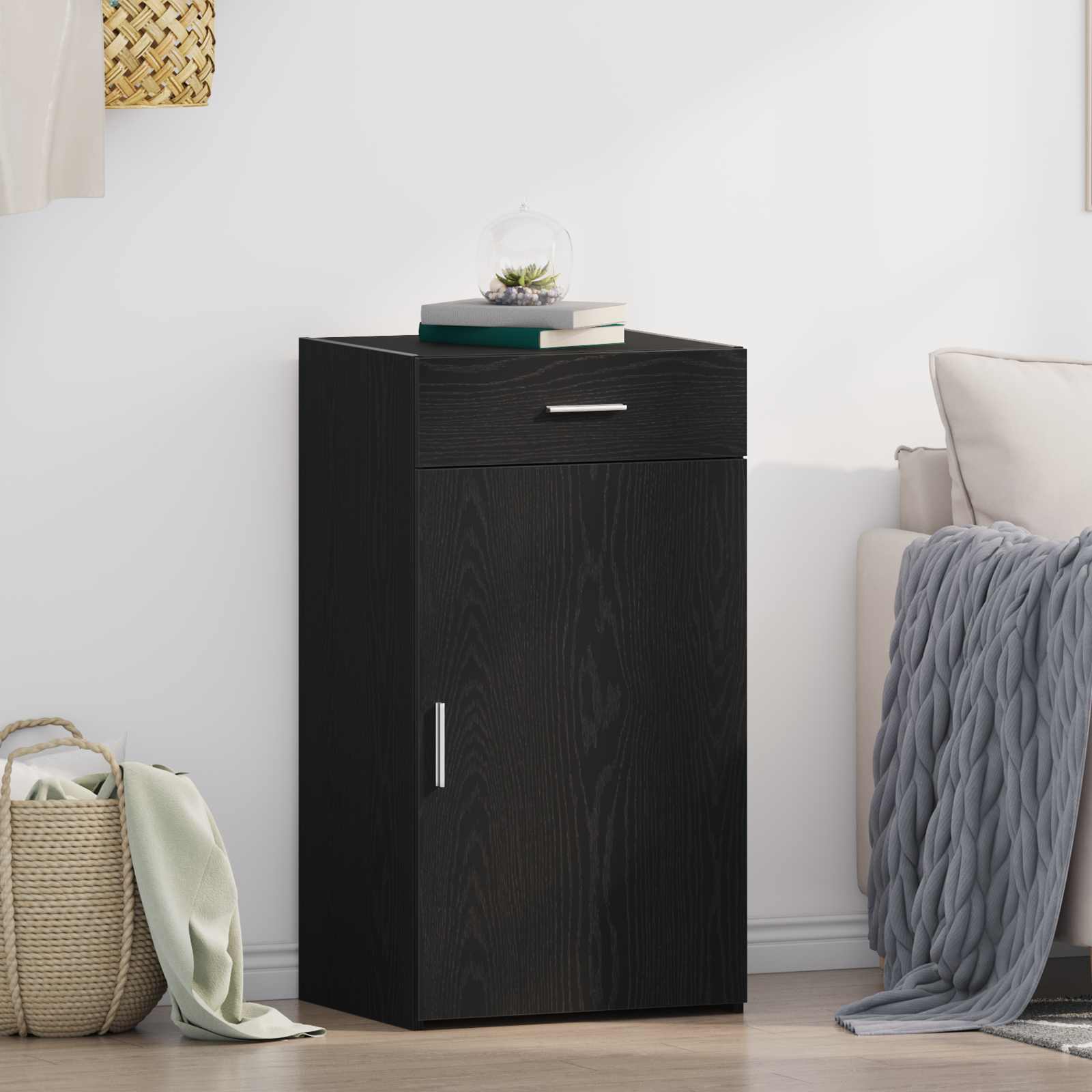 Console table with drawer Black oak 50 x 42.5 x 93 cm