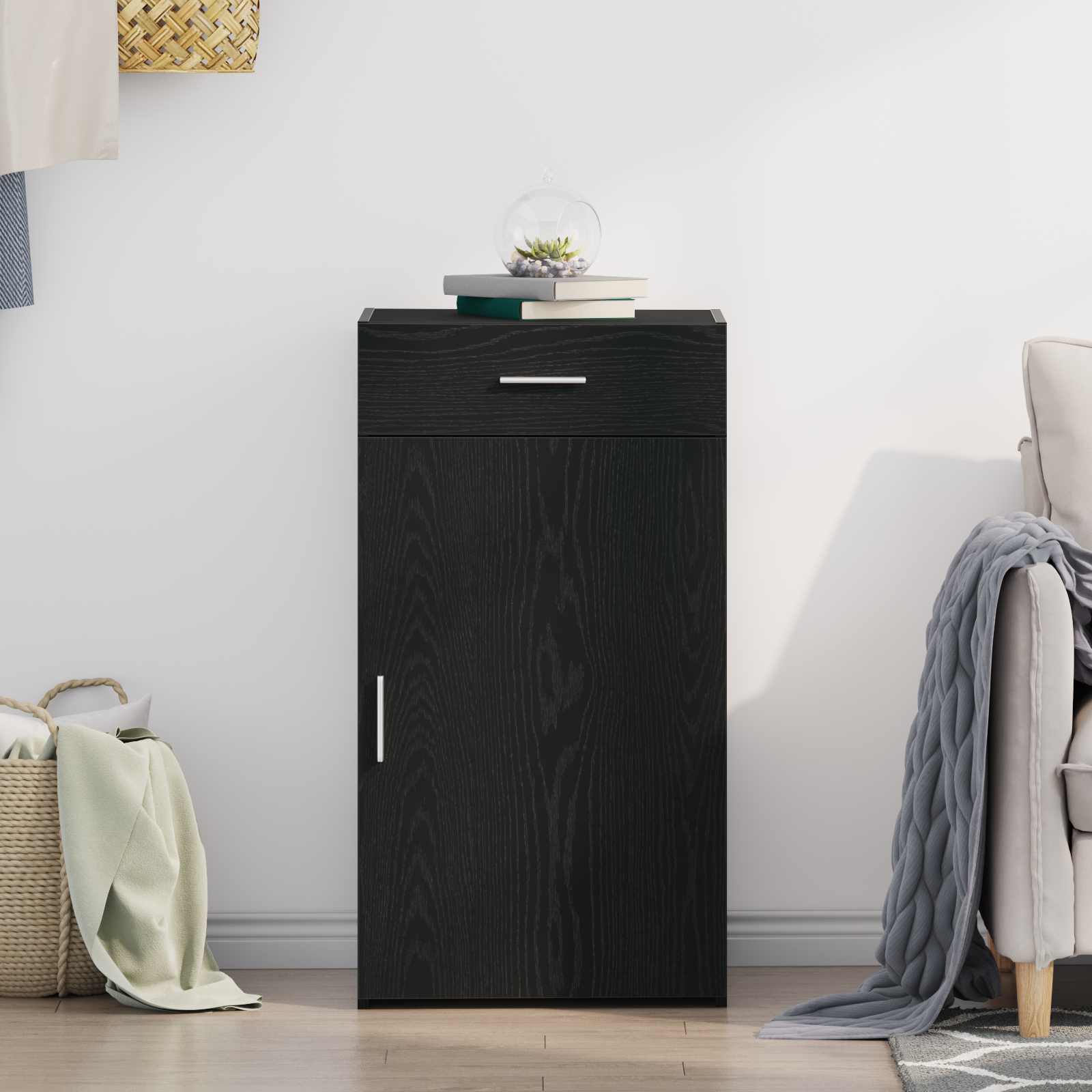 Console table with drawer Black oak 50 x 42.5 x 93 cm