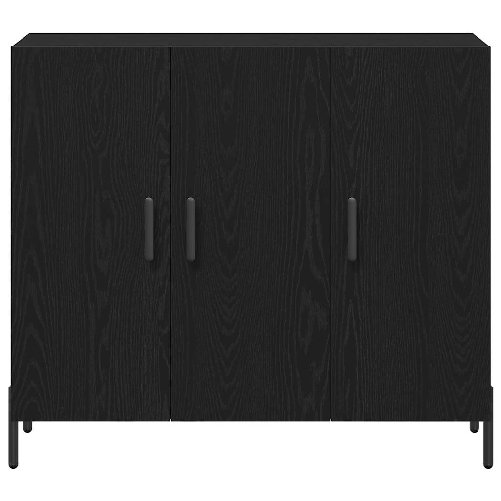 juodos ąžuolo komoda 90x34x80 cm pagaminta iš inžinerinės medienos
