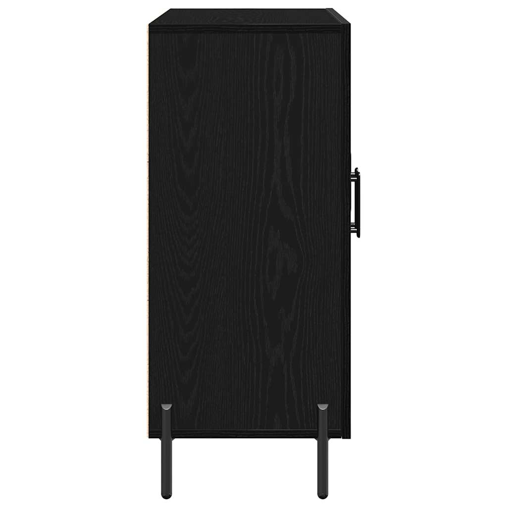 juodos ąžuolo komoda 90x34x80 cm pagaminta iš inžinerinės medienos