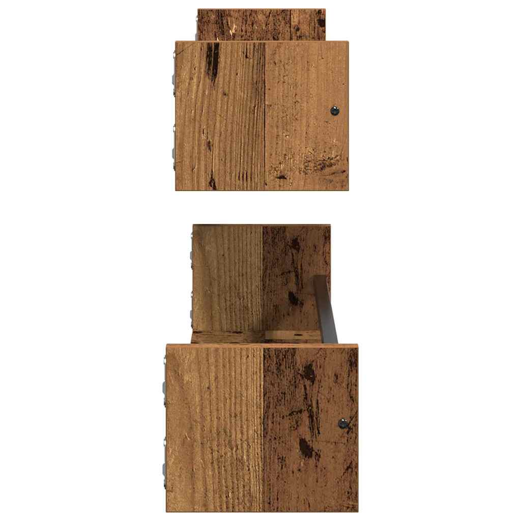 Sienas plaukts ar uzglabāšanas vietu 2 gab. Vecs koks 80 x 16 x 14 cm
