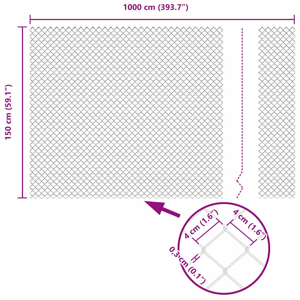 Grandinės ryšio tvora Žalia 10 x 1.5 m Plienas