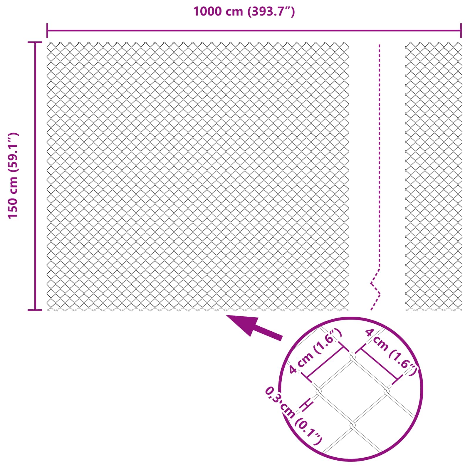 Chain Link Fence Green 10 x 1.5 m Steel