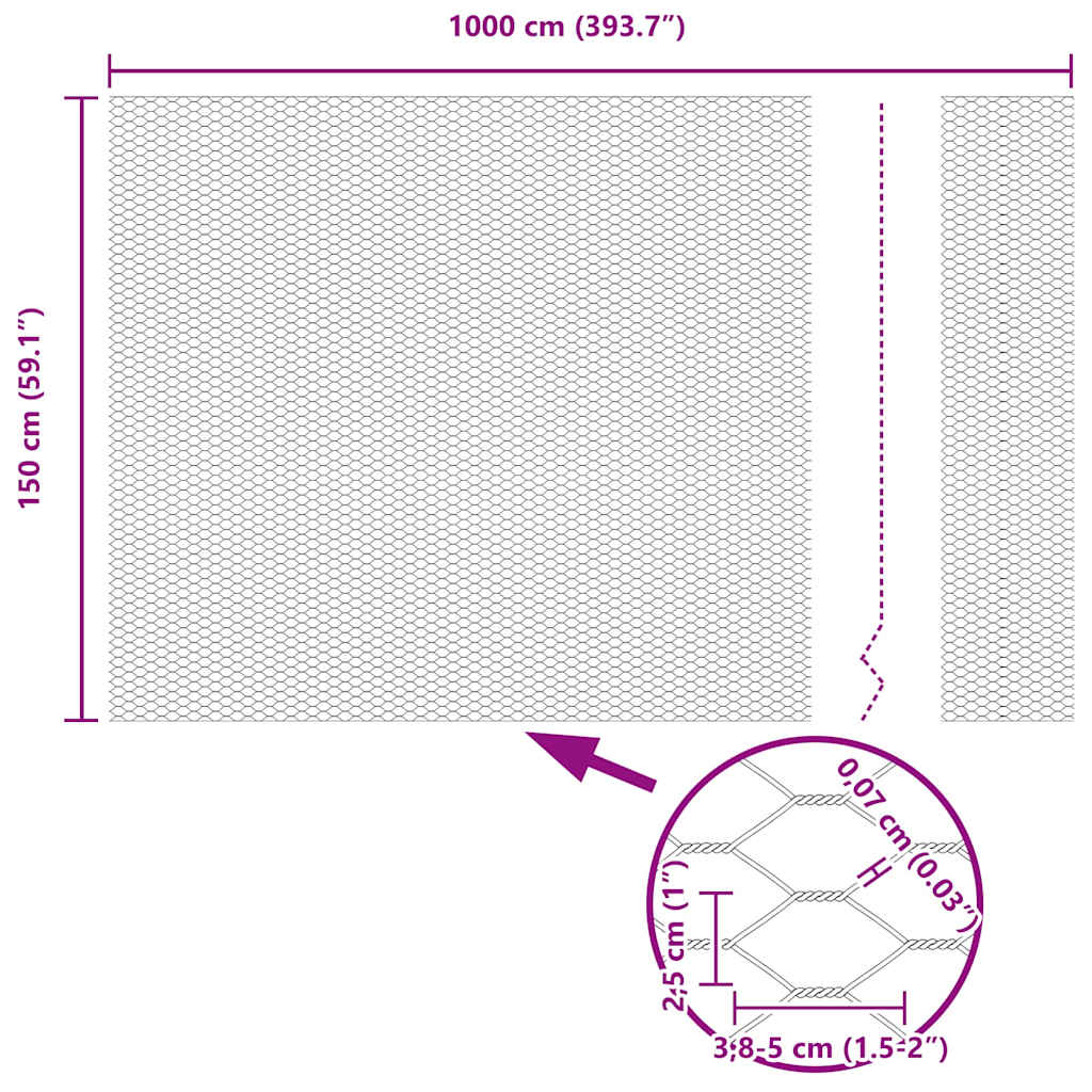 Heksagoninė tvora Žalia 1.5 x 10 m Plienas