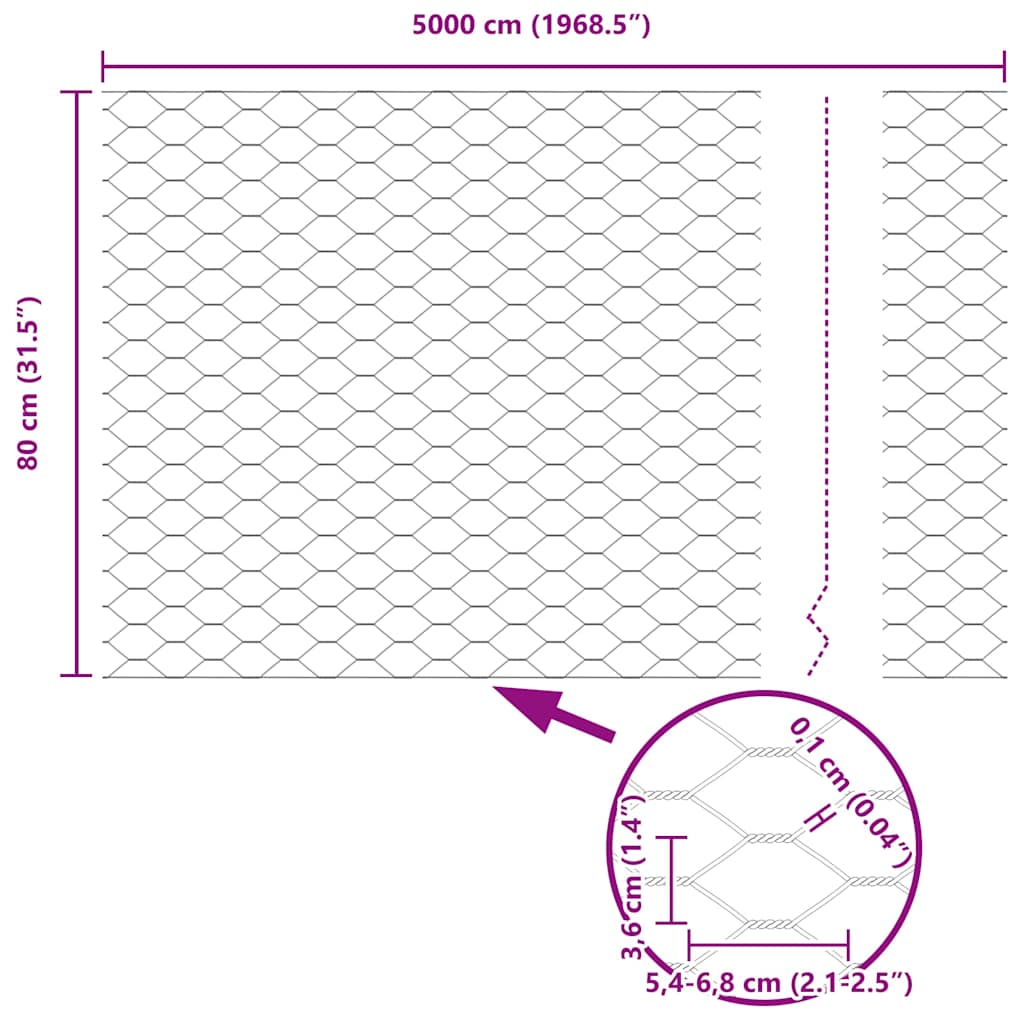 Heksagoninė tvora Žalia 0.8 x 50 m Plienas