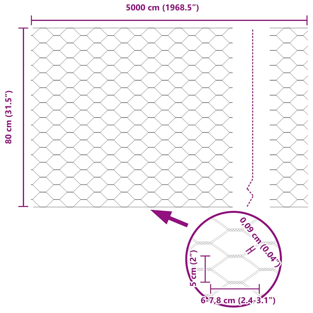 Heksagoninė tvora Žalia 0.8 x 50 m Plienas