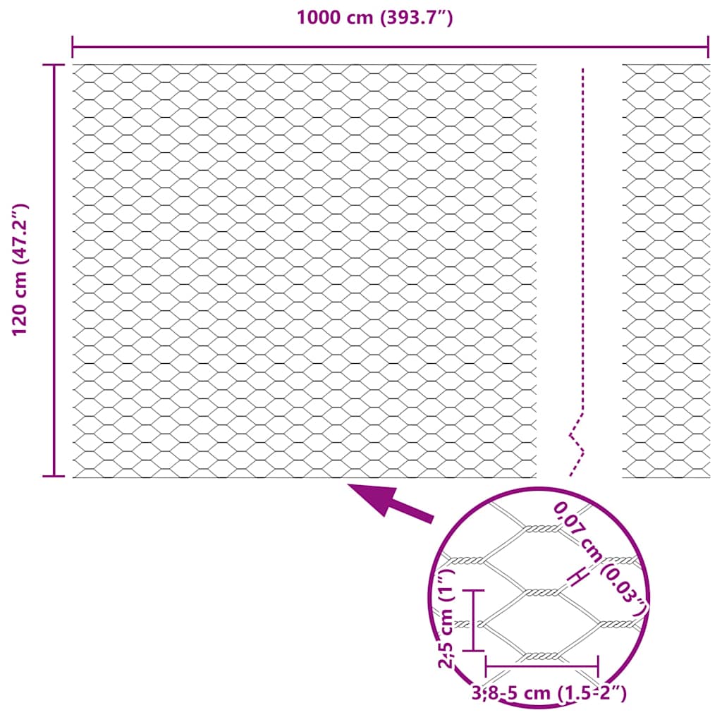 Heksagoninė tvora Pilka 1.2 x 10 m Plienas