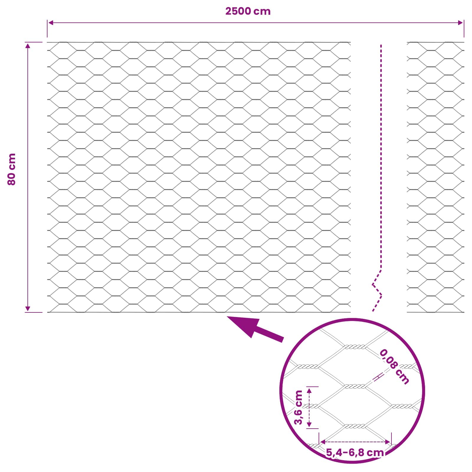 Hexagonal Wire Mesh Grey 0.8 x 25 m Steel