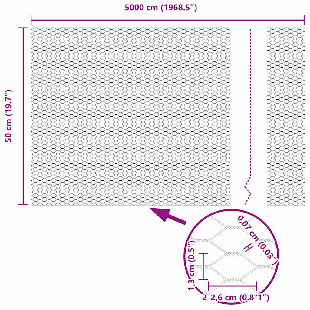 Sešstūru žogs Pelēks 0.5 x 50 m Tērauds