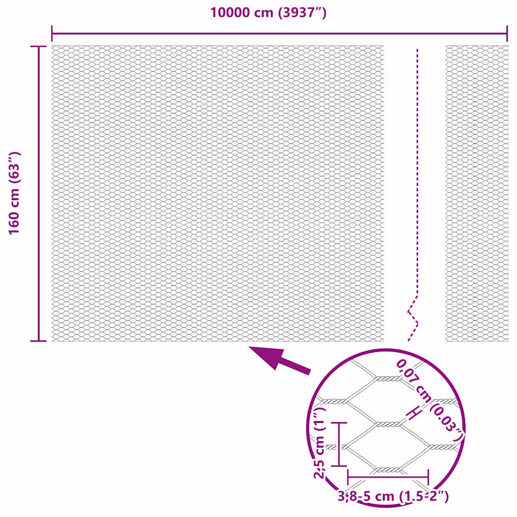 Hexagonal fence Grey 1.6 x 100 m PVC