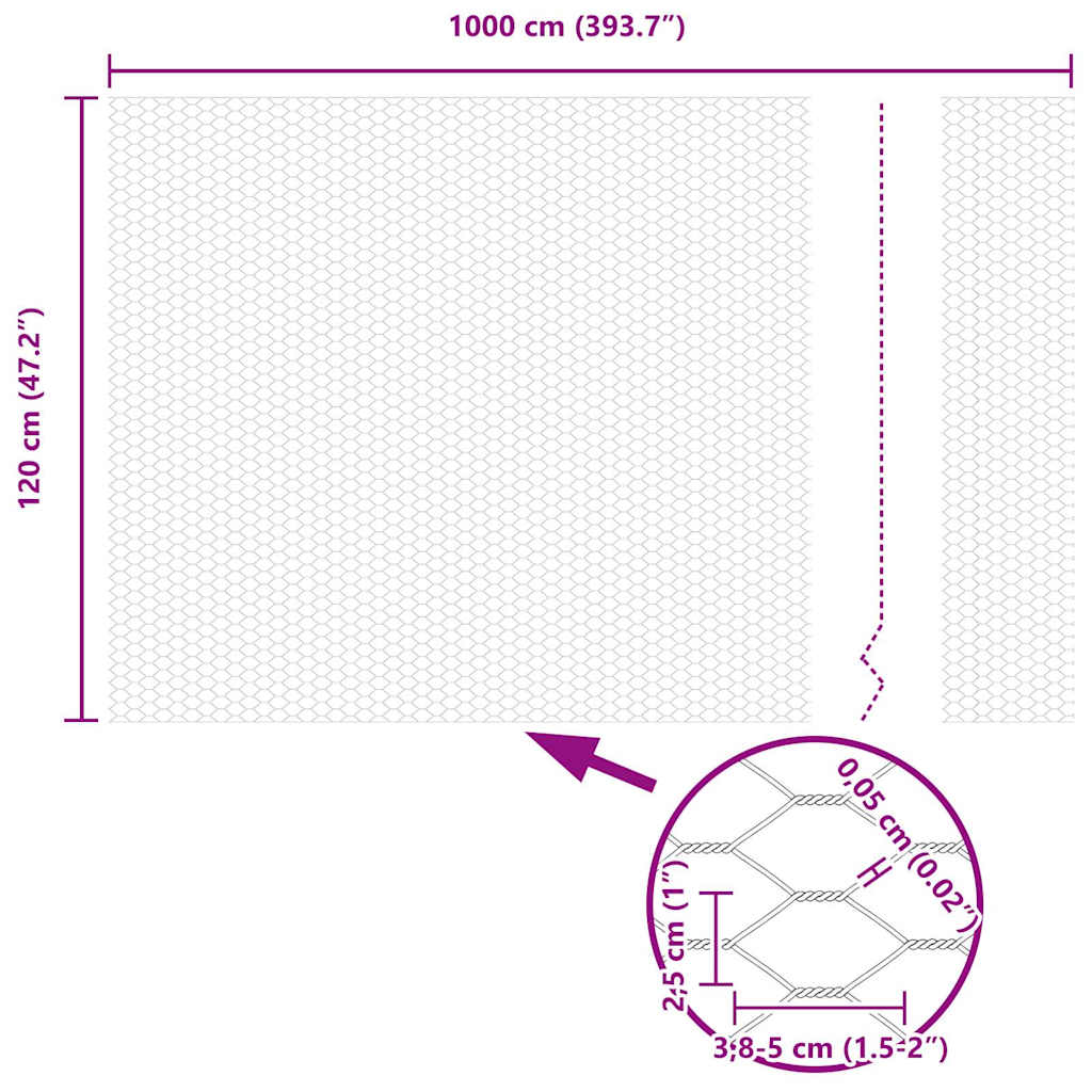 Heksagoninė tvora Sidabro 1.2 x 10 m Galvanizuotas plienas