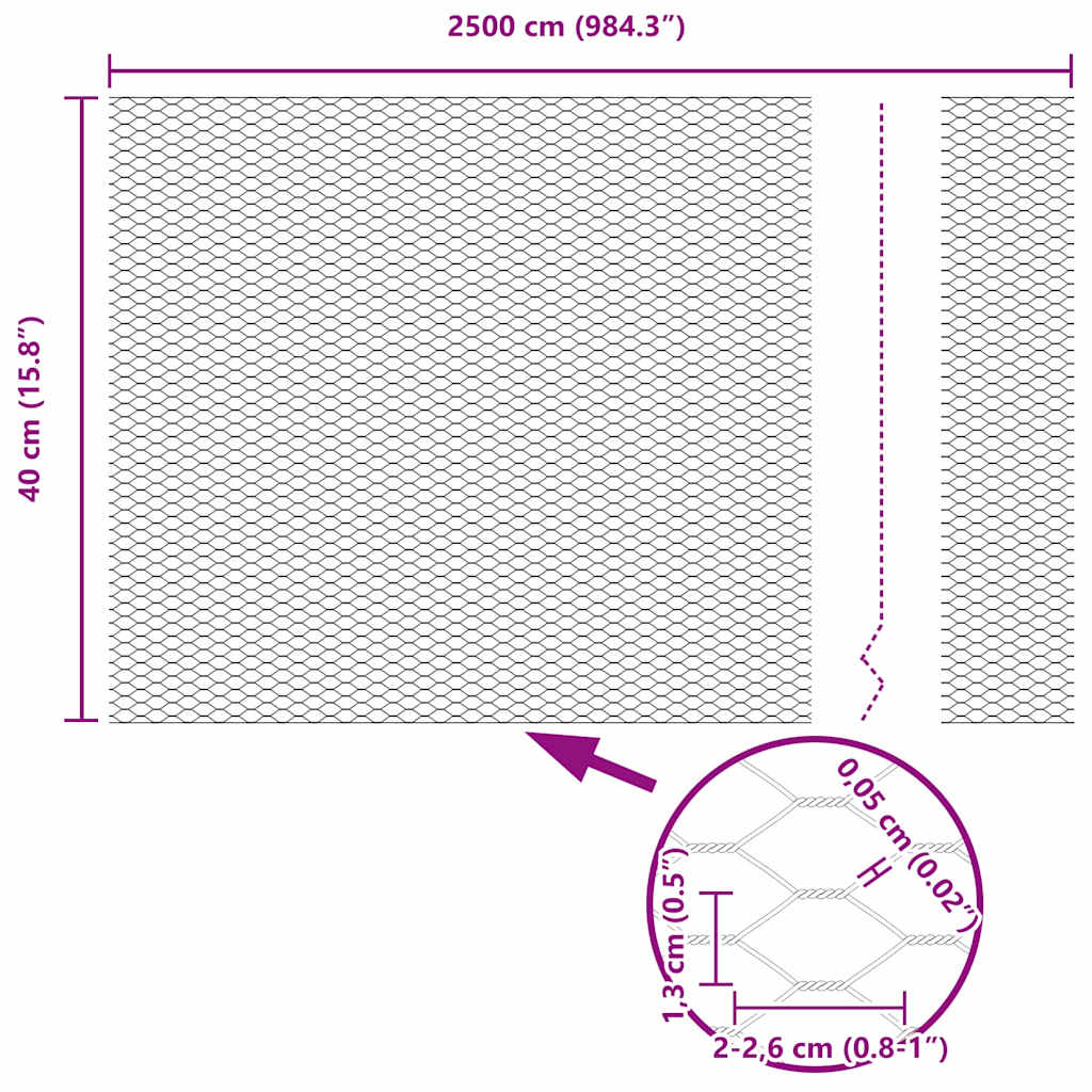 Heksagoninė tvora Sidabro 0,4 x 25 m Galvanizuotas plienas