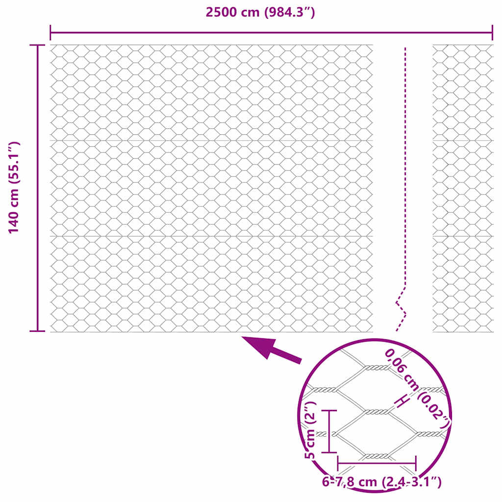 Heksagoninė tvora Sidabro 1.4 x 25 m Galvanizuotas plienas