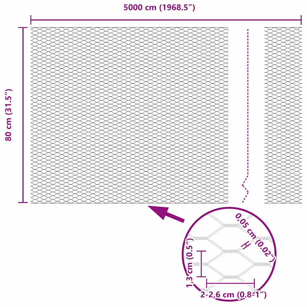 Heksagoninė tvora Sidabro 0.8 x 50 m Galvanizuotas plienas