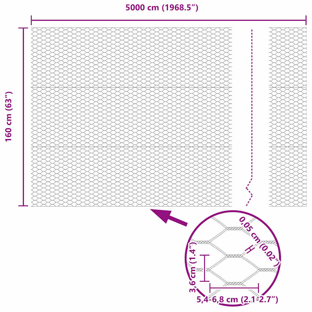 Hexagonal Fence Silver 1.6 x 50 m Galvanised Steel