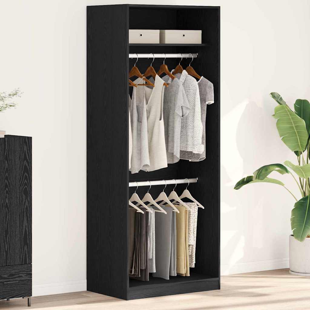 Black Wardrobe 80x50x200 cm Solid Wood
