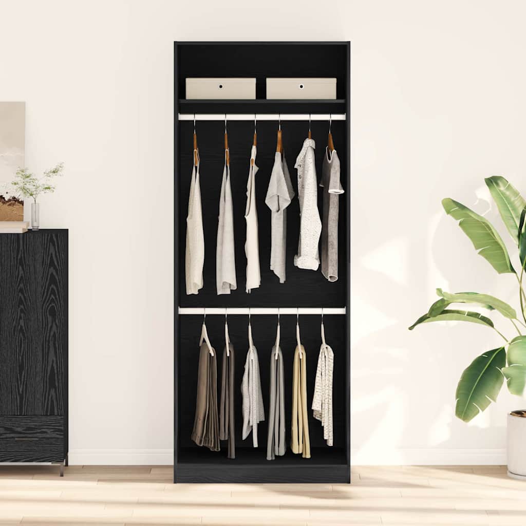 Black Wardrobe 80x50x200 cm Solid Wood