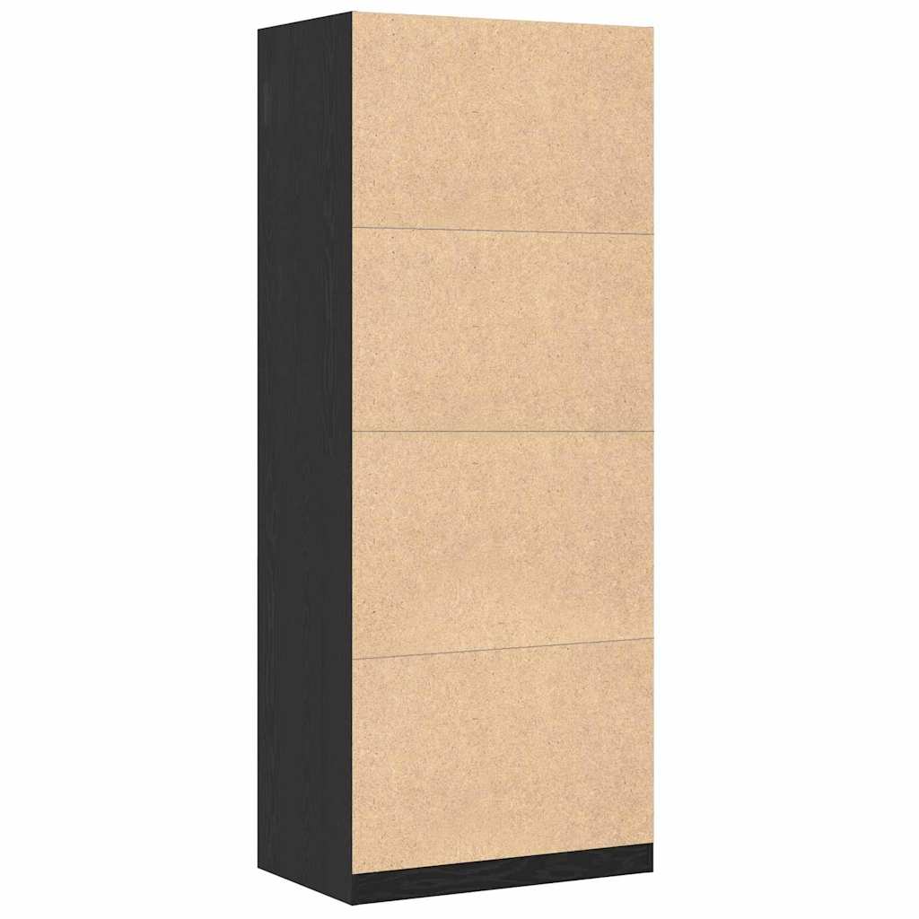 Black Wardrobe 80x50x200 cm Solid Wood