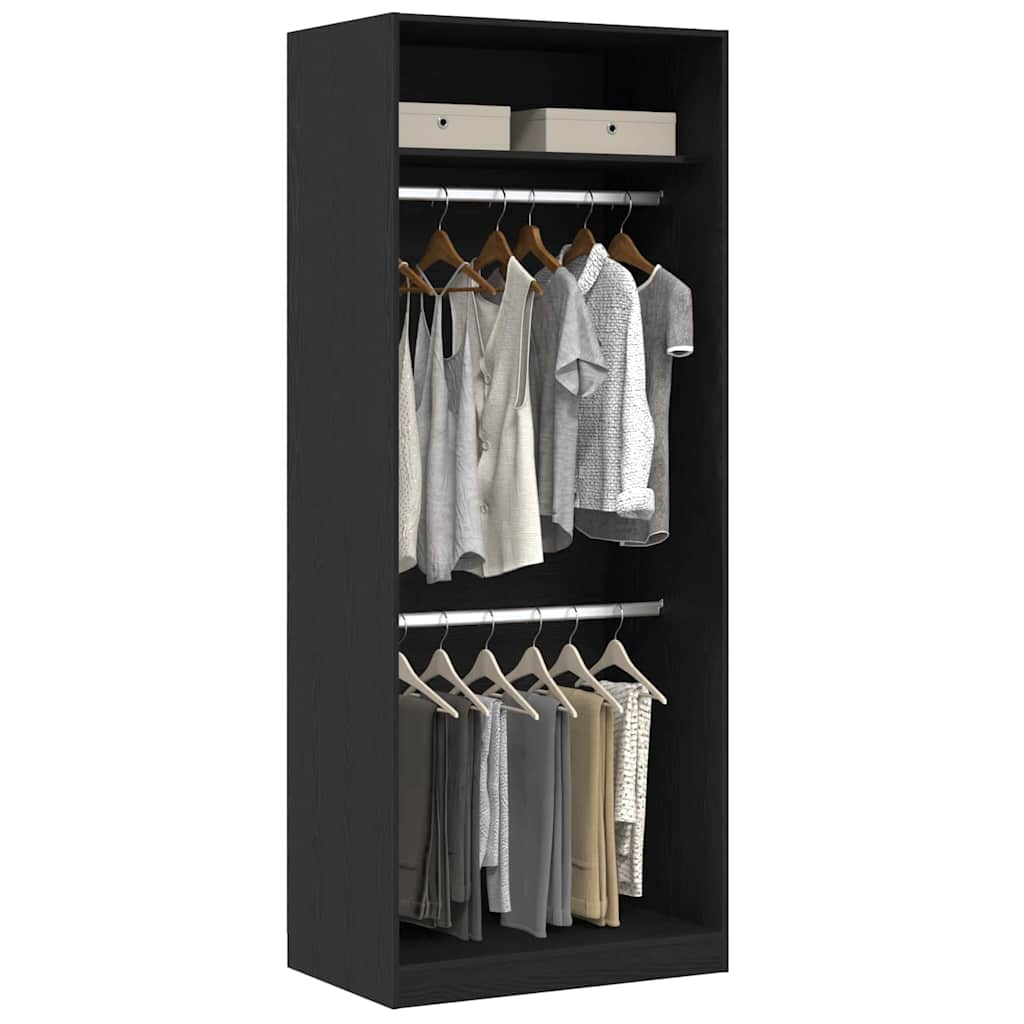 Black Wardrobe 80x50x200 cm Solid Wood
