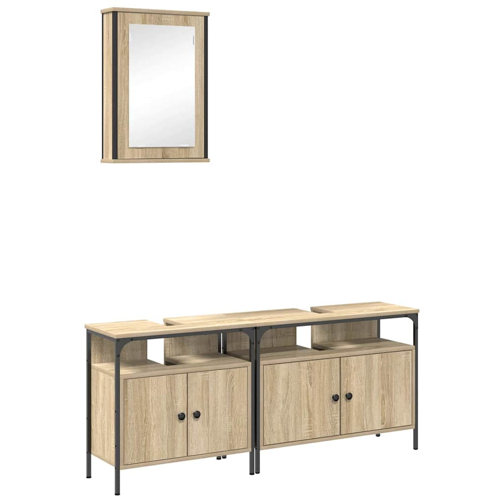 3-Part Bathroom Cabinet Sonoma Oak Engineered Wood