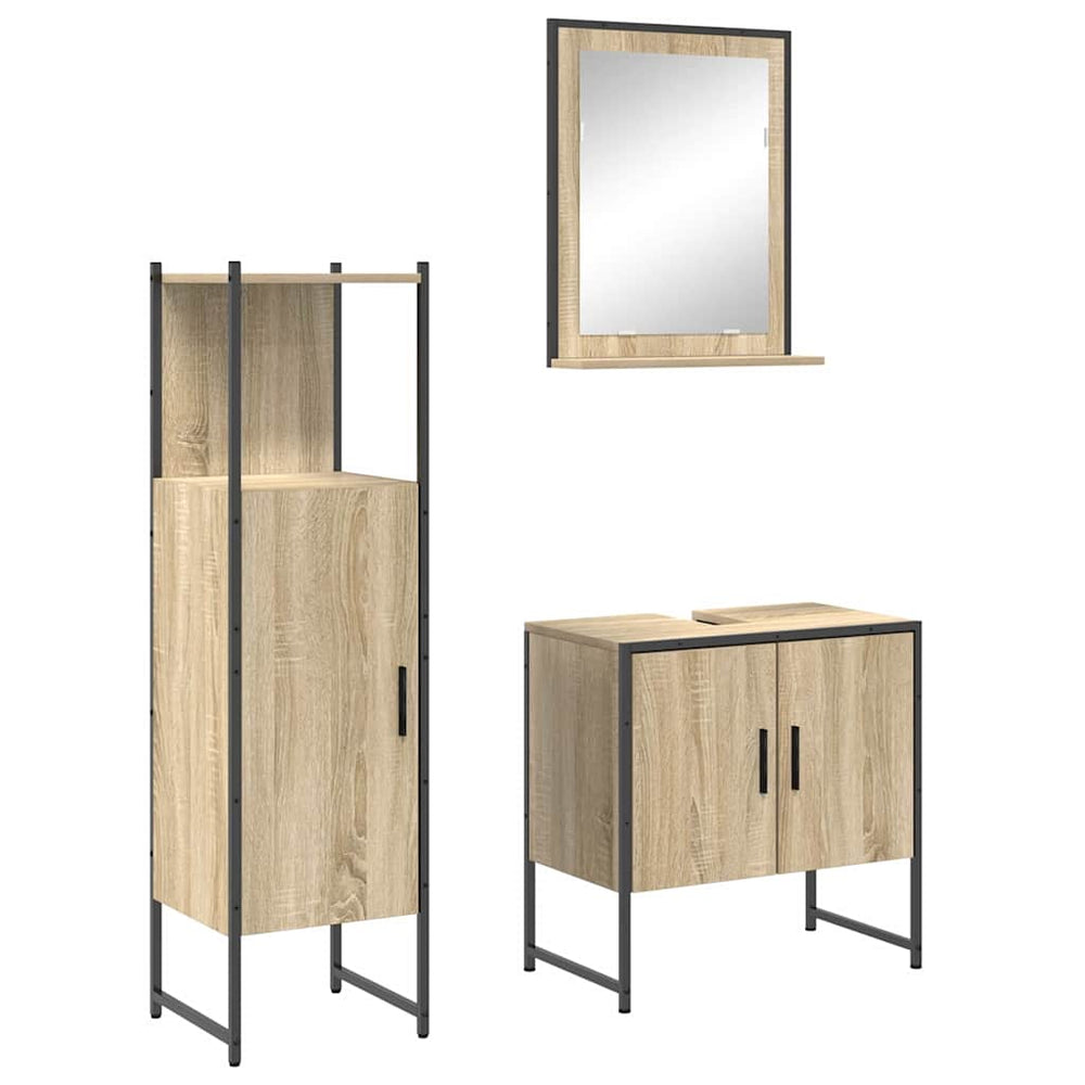 3-piece bathroom furniture set in Sonoma oak, engineered wood