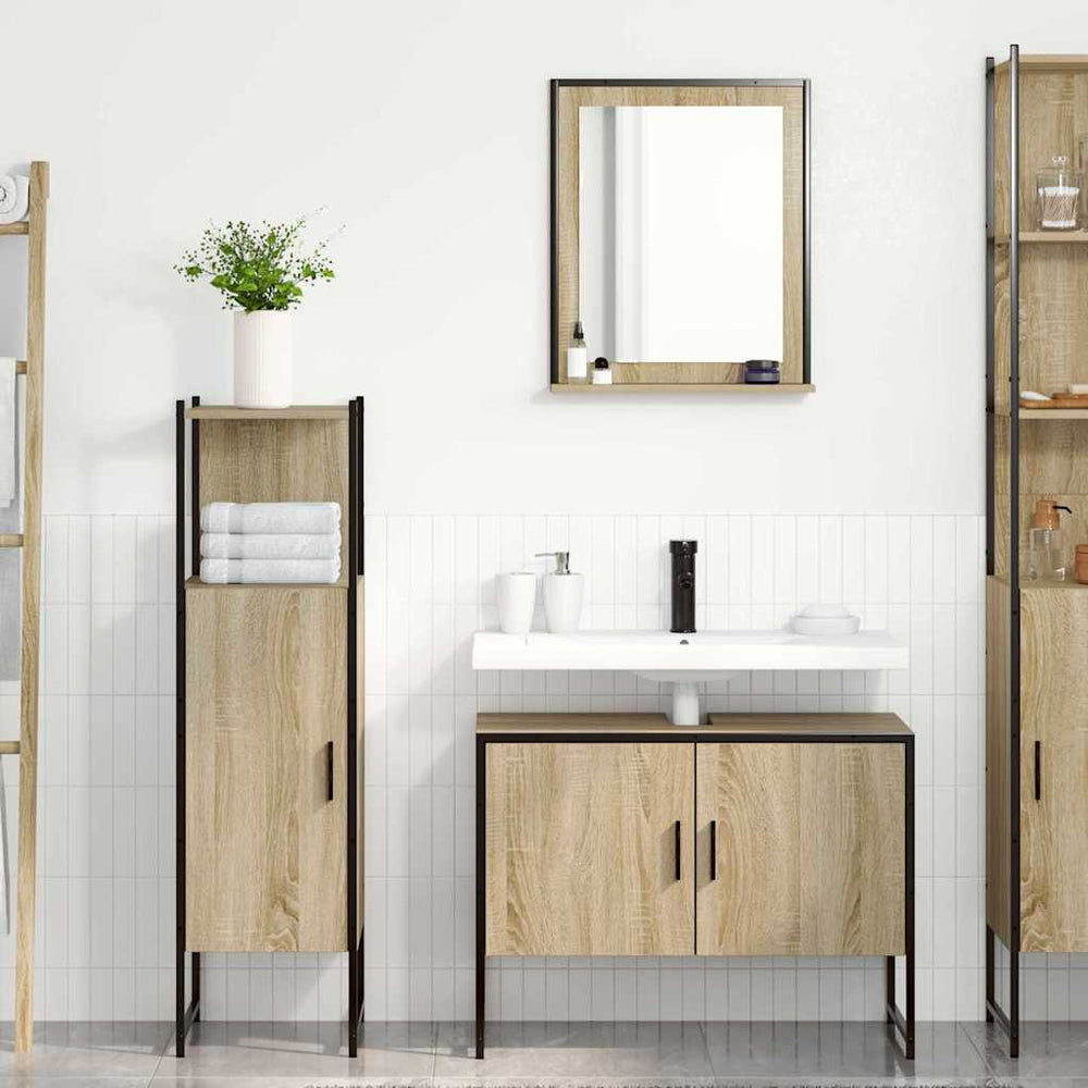 3-piece bathroom cabinet set in Sonoma oak engineered wood