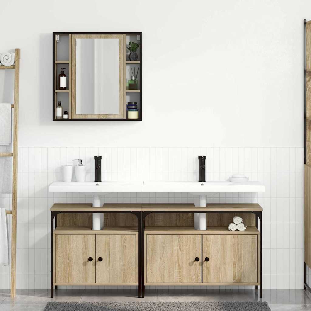Vonios spintos komplektas 3 pcs Sonoma ąžuolas 80 x 30 x 60 cm