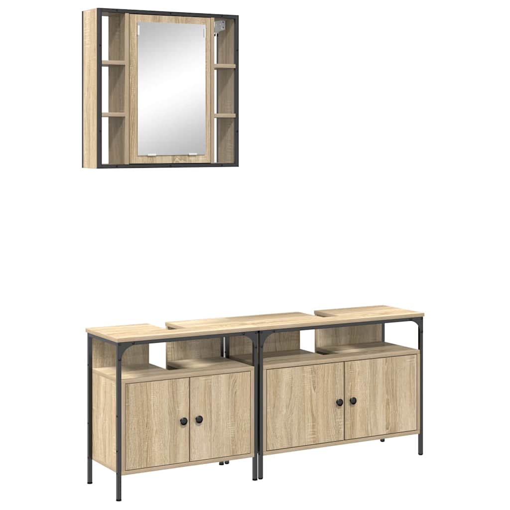 Vonios spintos komplektas 3 pcs Sonoma ąžuolas 80 x 30 x 60 cm
