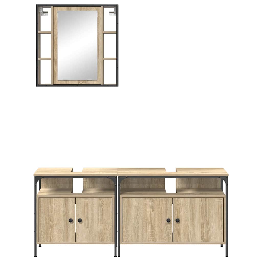 Vonios spintos komplektas 3 pcs Sonoma ąžuolas 80 x 30 x 60 cm