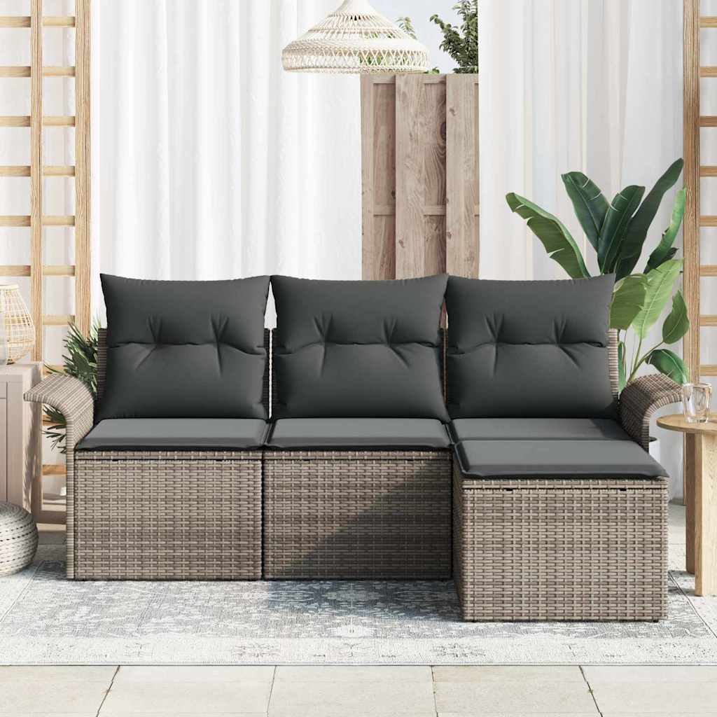 4-piece garden sofa set with cushions, grey