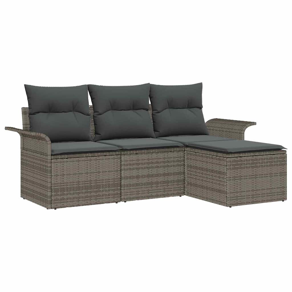 4-piece garden sofa set with cushions, grey
