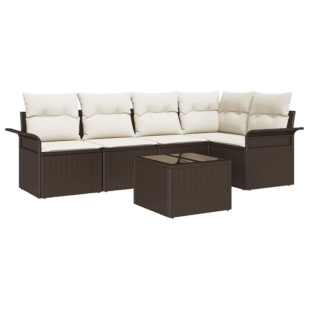 5-piece sofa with cushions, grey, made of poly rattan