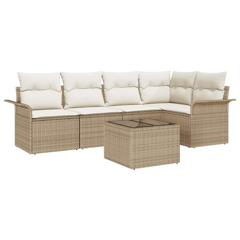 6 dalių sodo sofa su pagalvėlėm, ruda, poli ratanas