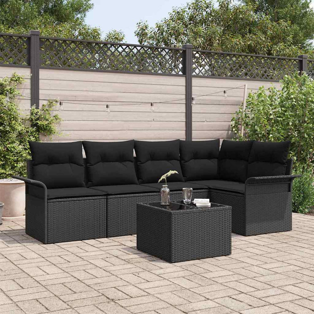 6 dalių sodo sofa su pagalvėlėm bežinė, pagaminta iš poly rattan