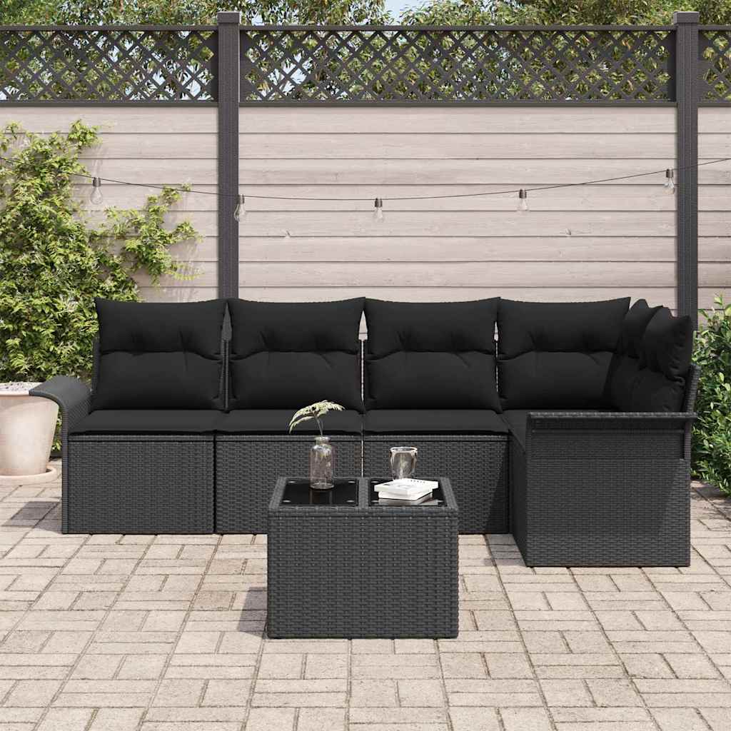 6 dalių sodo sofa su pagalvėlėm bežinė, pagaminta iš poly rattan