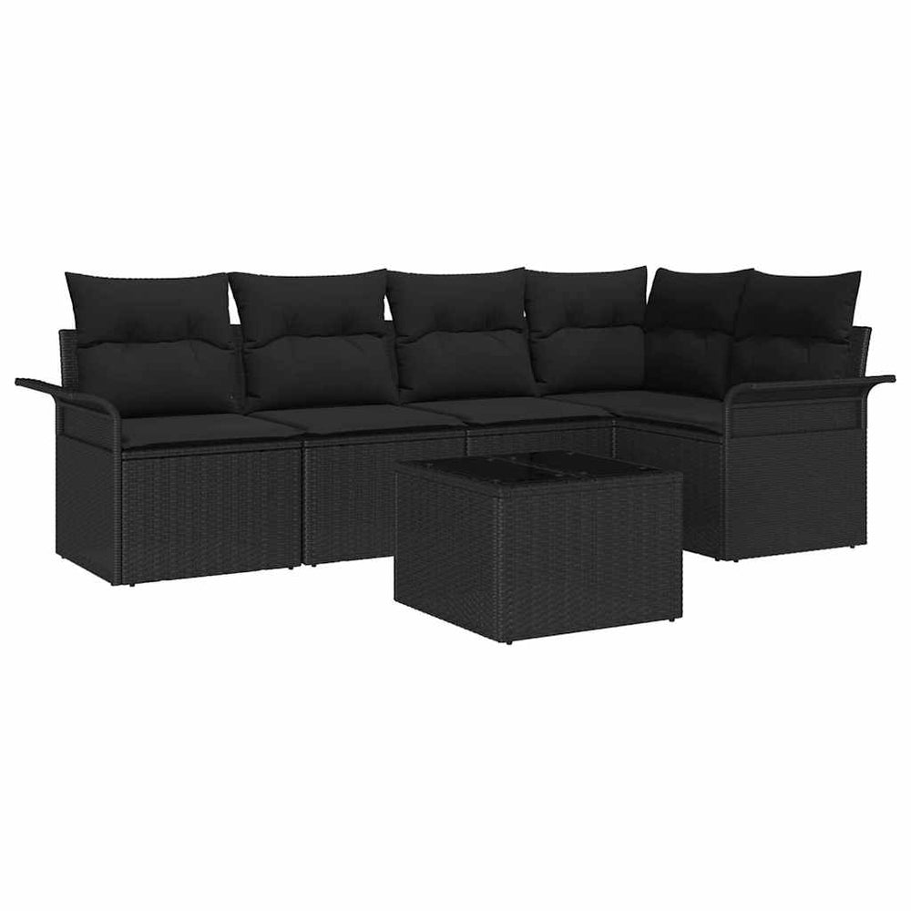 6 dalių sodo sofa su pagalvėlėm bežinė, pagaminta iš poly rattan