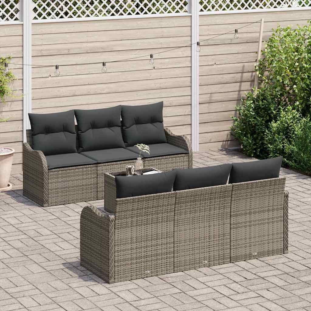 7 Dalių Sodo Sofa Komplektas su Paguldais Pilka Poli Ratanas