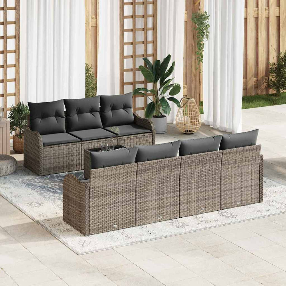 8 dalių sodo sofa rinkinys su pagalvėmis pilka poli ratanas