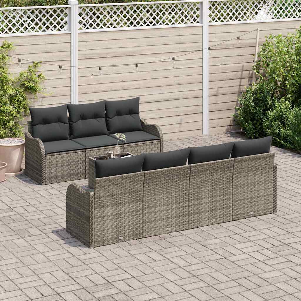 8 dalių sodo sofa rinkinys su pagalvėmis pilka poli ratanas