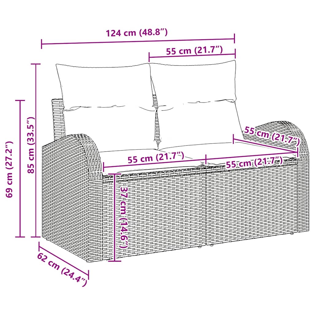 5 dalių sodo sofa rinkinys su pagalvėmis Juoda Poli ratanas