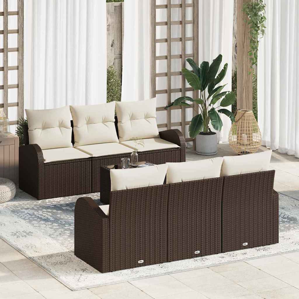 7 dalių sodo sofa komplektas su pagalvėlėmis ruda poli ratanas