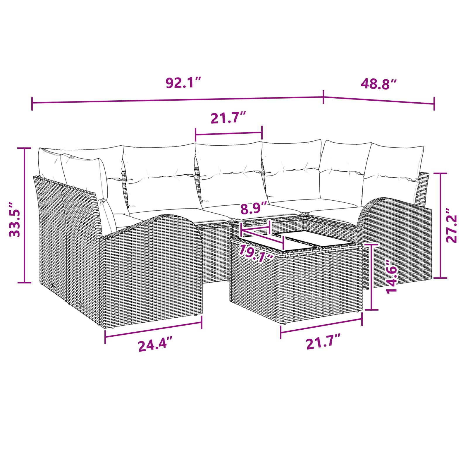 Sodo Sofų Rinkinys Ruda 55 x 55 x 37 cm poliratanas