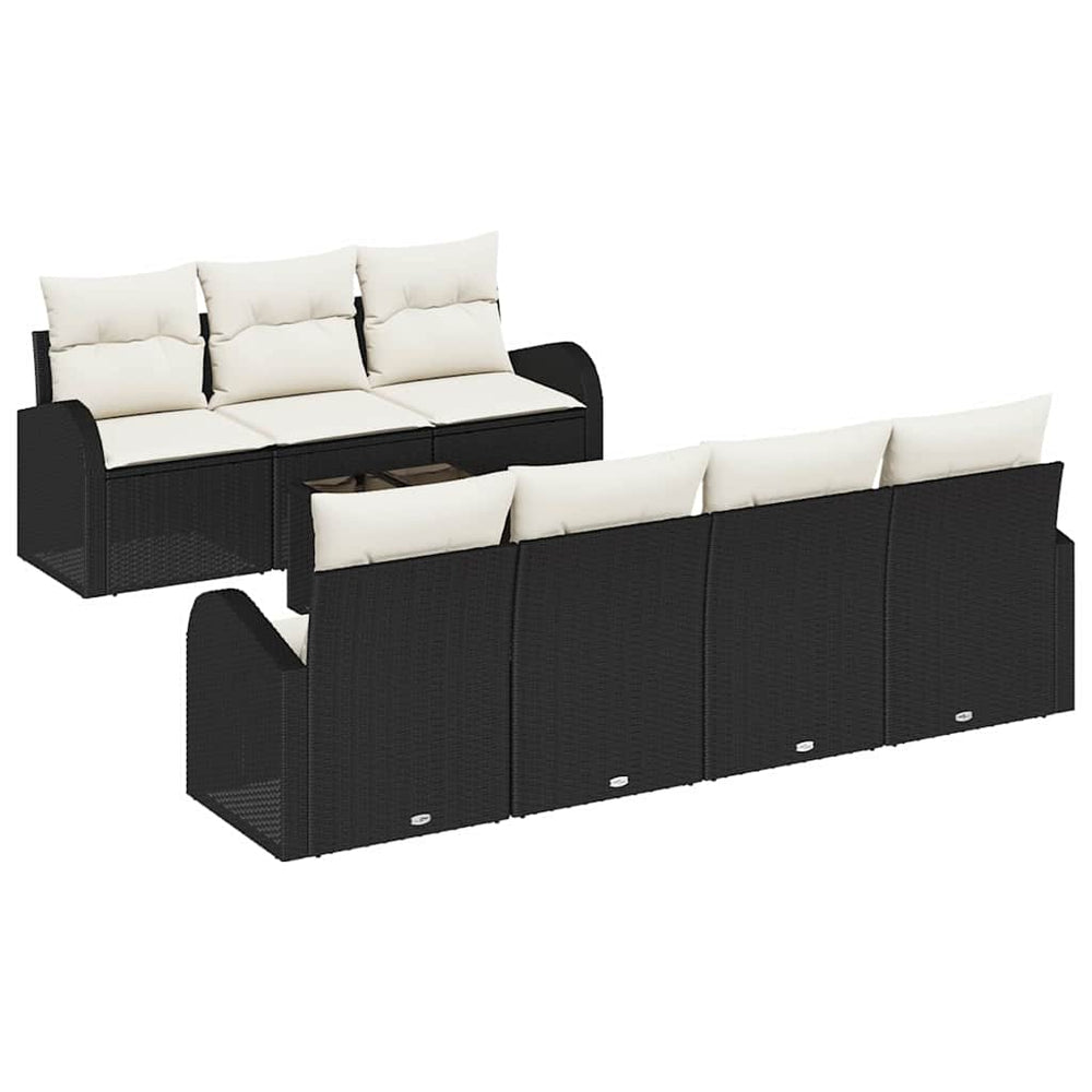 8 dalių Sodo Sofa Komplektas su pagalvėlėmis Juodas Poli Ratanas