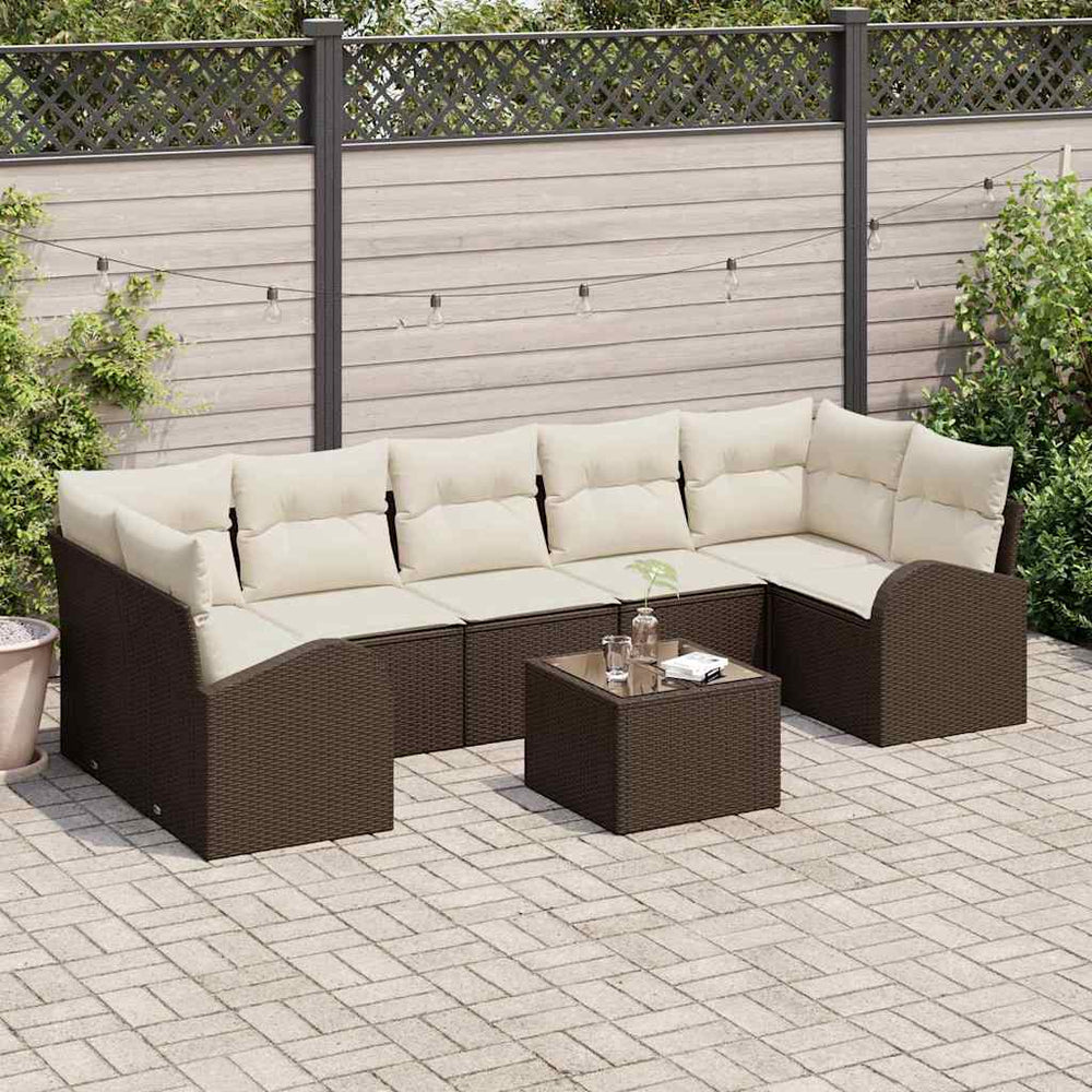 8 dalių sodo sofa su pagalvėlėmis Ruda Poli ratanas