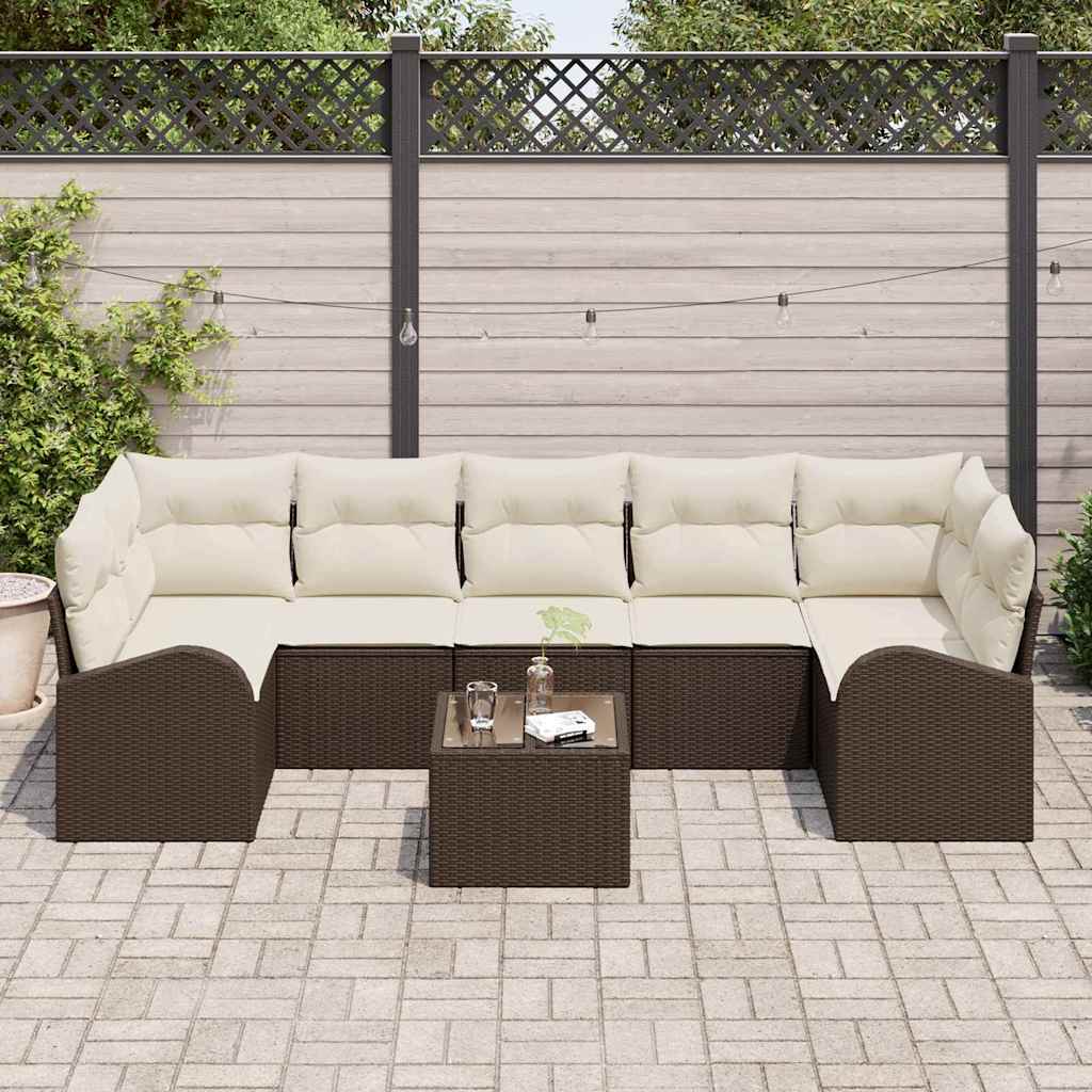 8 dalių sodo sofa su pagalvėlėmis Ruda Poli ratanas