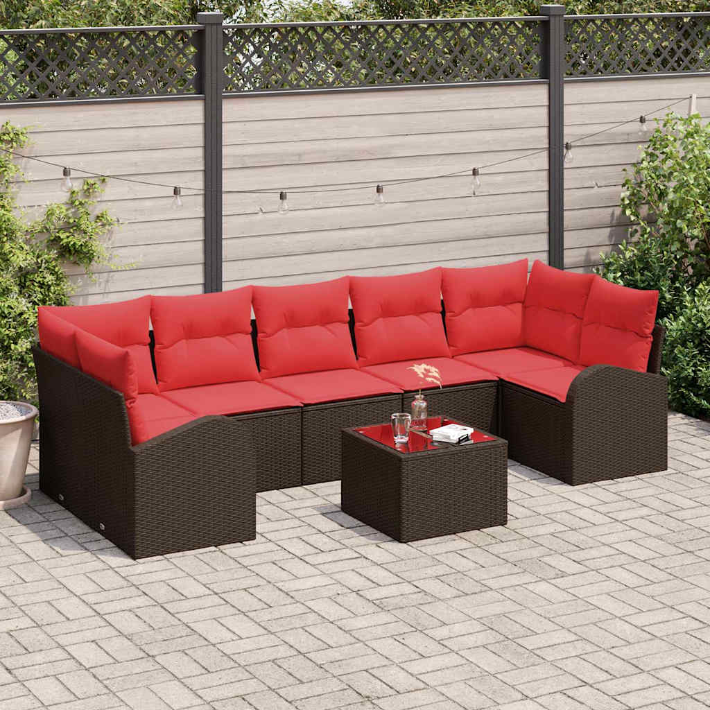 Sodo Sofų Rinkinys Ruda ir raudona 55 x 55 x 37 cm poliratanas