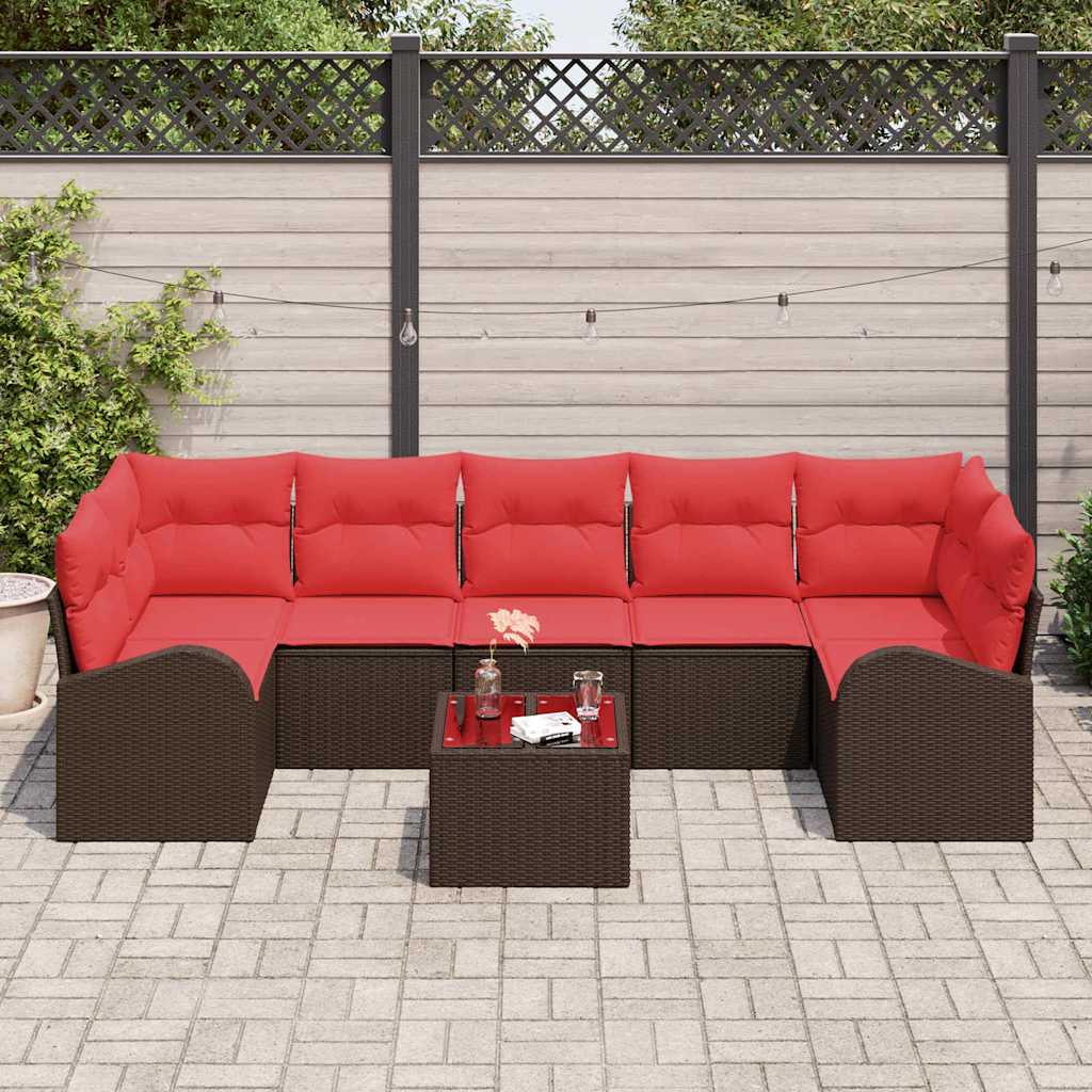 Sodo Sofų Rinkinys Ruda ir raudona 55 x 55 x 37 cm poliratanas