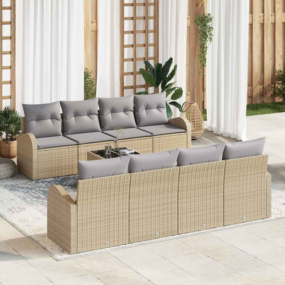 9 dalių Sodo Sofa Rinkinys su Pagalvėlėmis Beigingas Poli Ratanas